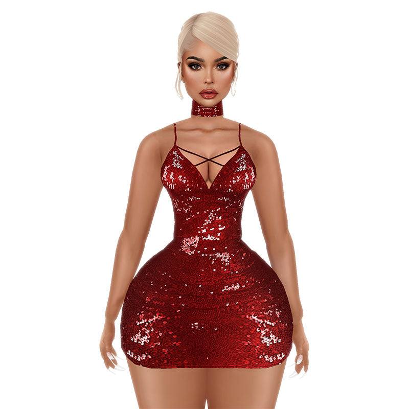 Glitter Party Dress - Red
